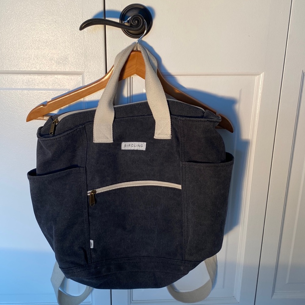 Bridling Gray Canvas Backpack Tote - Gently Used